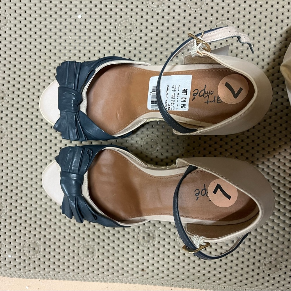 Elegant Black and Cream Women's Wedges